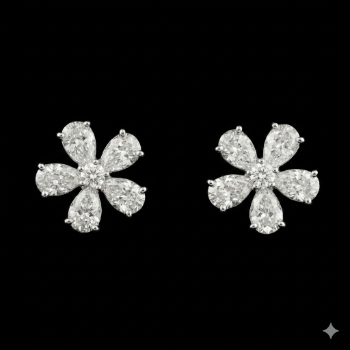 Lab-Grown Diamond Pear Floral Stud Earrings